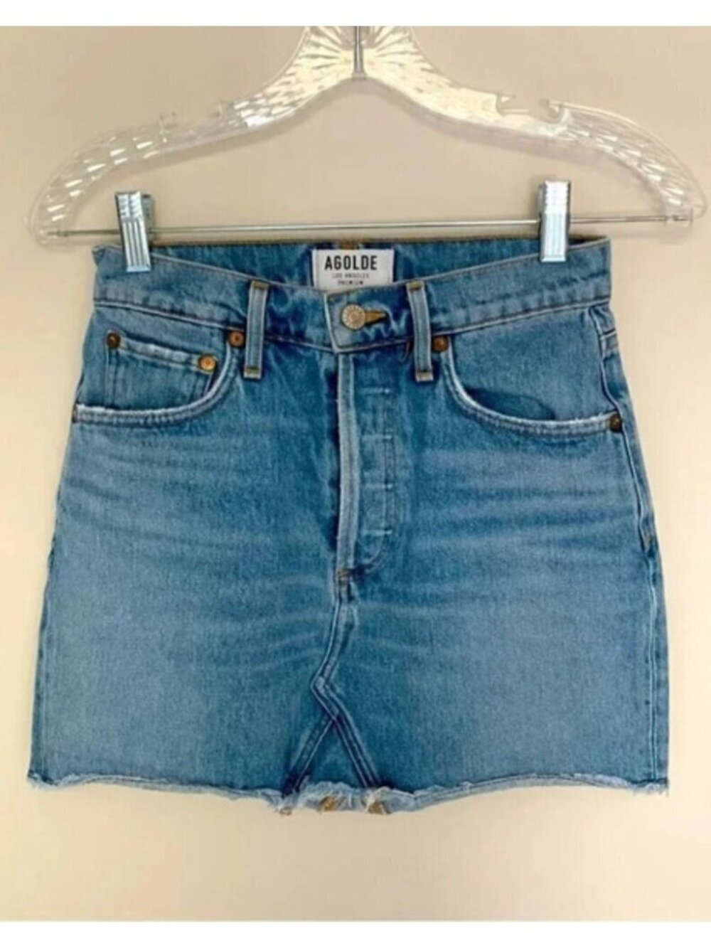 Agolde Denim Button Fly Mini Skirt 24